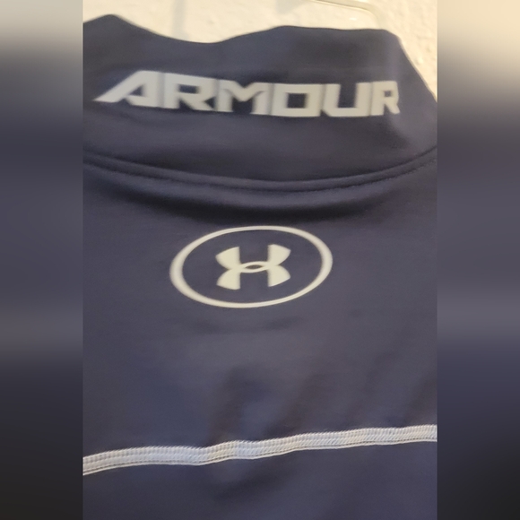 Under Armour Mens Shirt Size Medium Compressio Coldgear Activewear Athletic Blue - Picture 10 of 12
